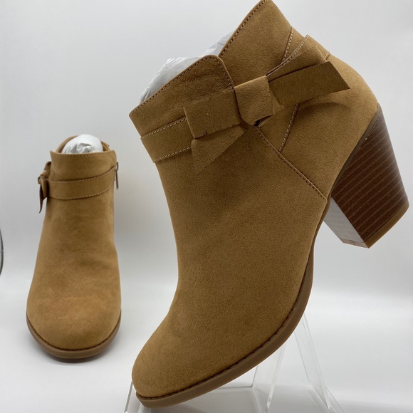 Torrid Beige Faux Suede Side Bow Ankle Bootie - Picture 7 of 16
